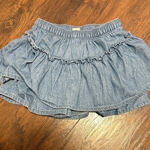 Old Navy Light Blue Denim Ruffle Mini Skirt with shorts attached